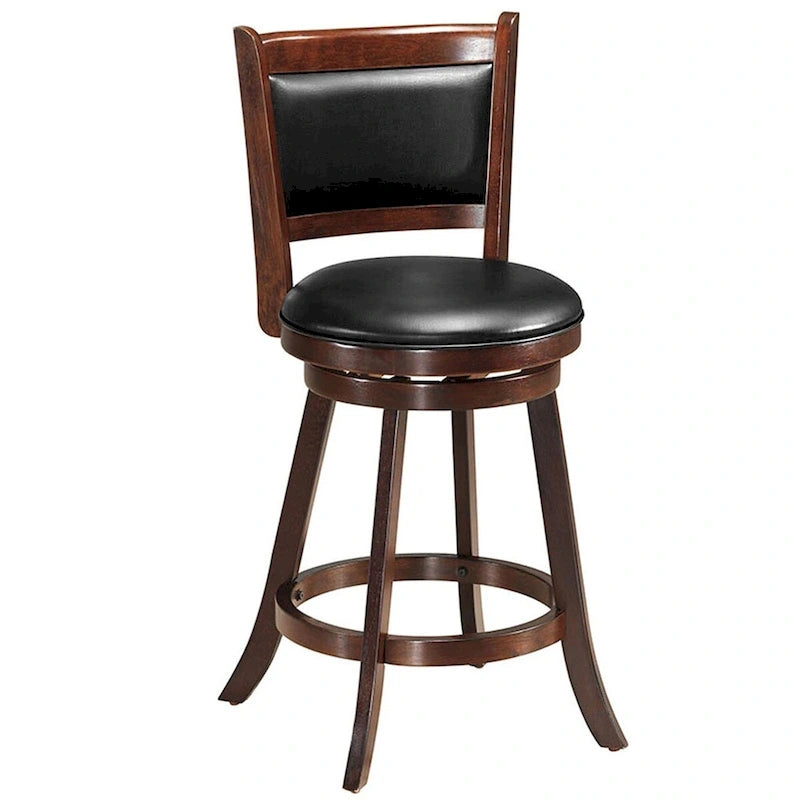 Costway Set of 2 24 Swivel Counter Stool Wooden Dining Chair