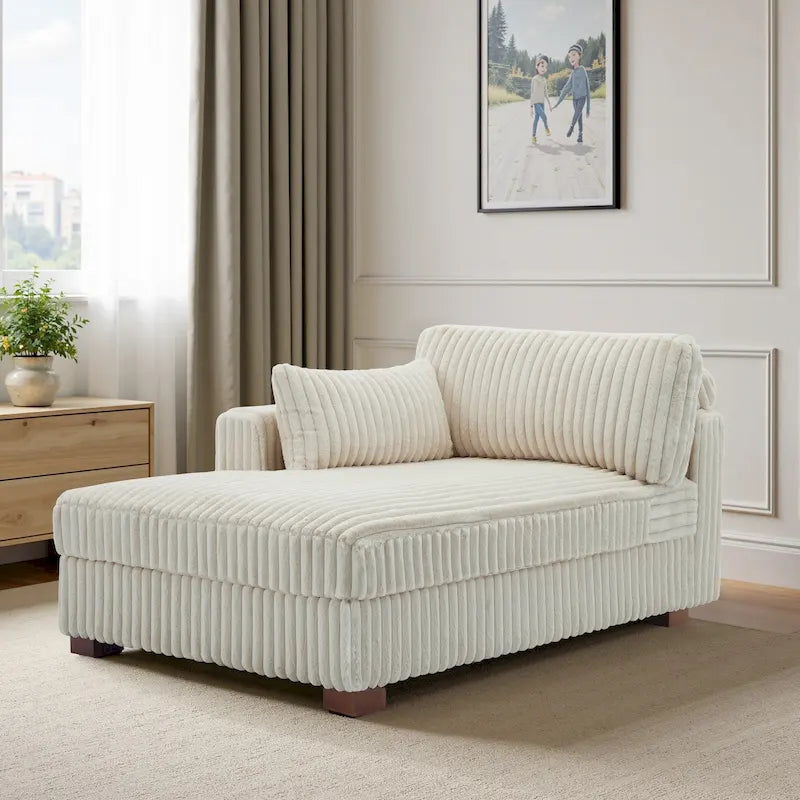 UIXE Modern Plush Corduroy Indoor Chaise Lounge Chair
