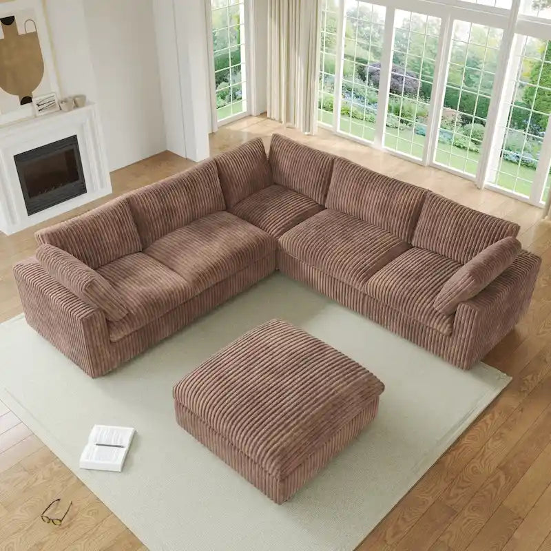 Cloud Corner Sofa Soft Plush Upholstered Modular Sectional Sofa Down Filled Living Room Couch