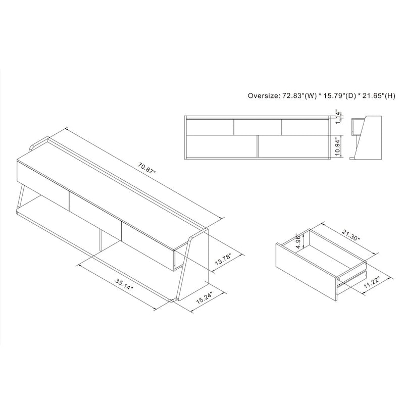 Alan Modern Walnut 73-inch 3-Drawer TV Console by Furniture of America