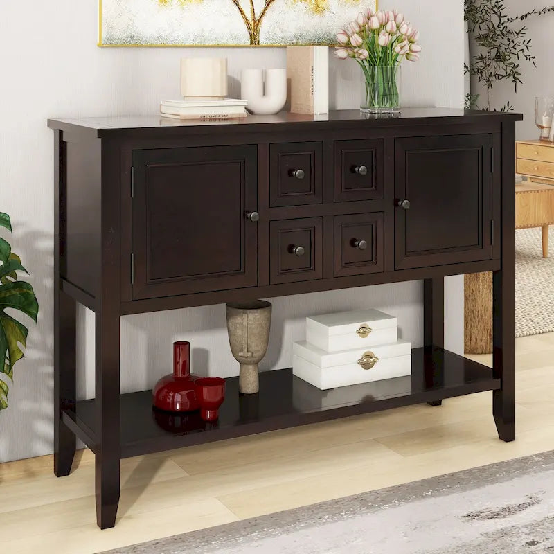 Cambridge Series Vintage Console Table with Drawers and Cabinets - 15.00 x 46.00 x 34.00