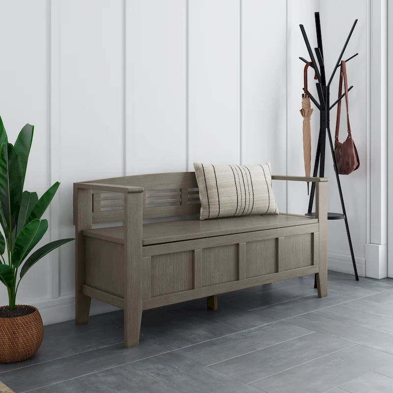 WYNDENHALL Chandler SOLID WOOD 48 inch Wide Contemporary Entryway Storage Bench - 48 x 17 x 25.2