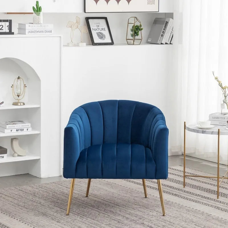 SEYNAR Modern Glam Velvet Accent Vanity Chair with Golden Metal Legs for Living Room