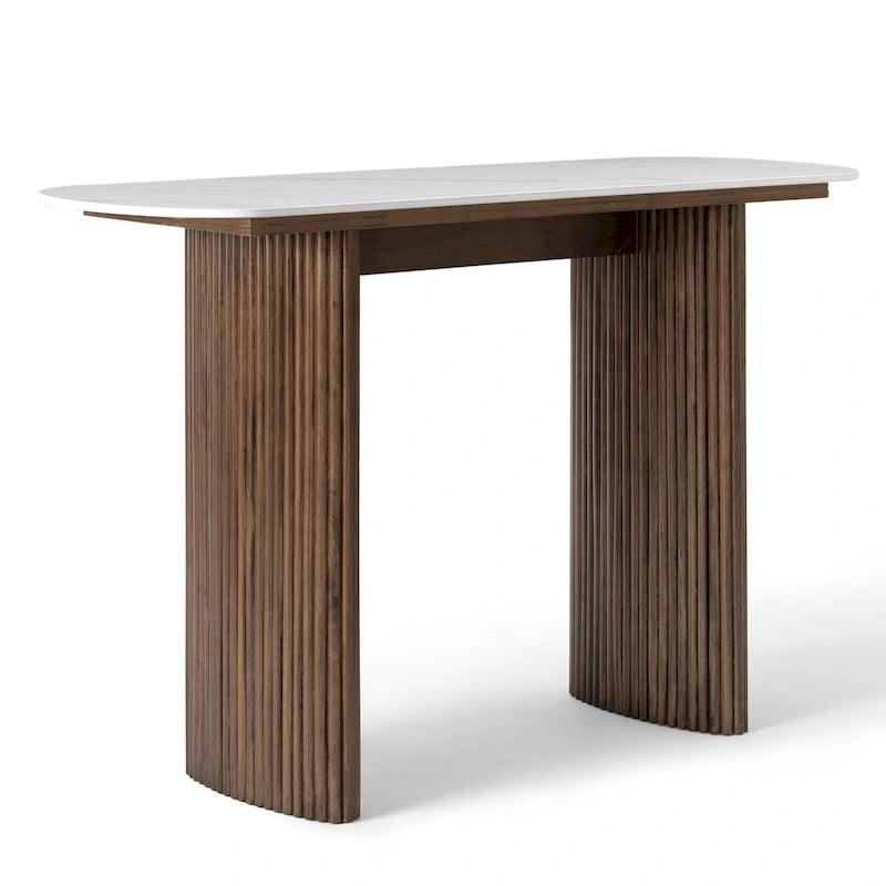 Marble Console Table Entryway Table with Fluted Base