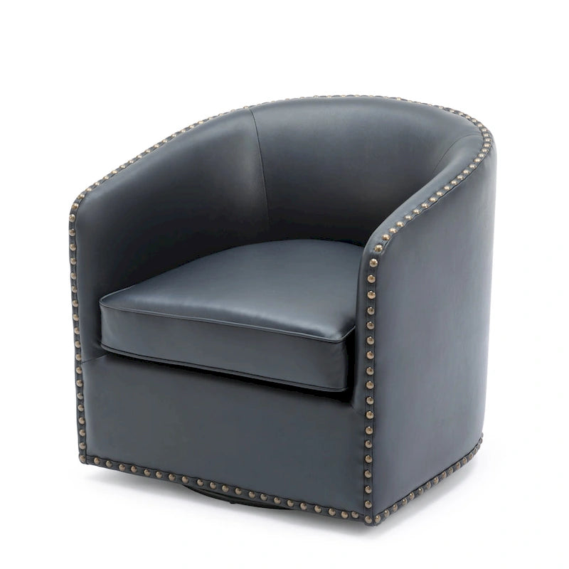 Truman Faux Leather Swivel Arm Chair with Nailhead Trim by Greyson Living