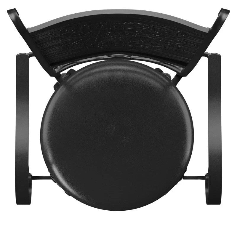 Elle Big & Tall Black Metal Swivel Barstool with Faux Leather Seat