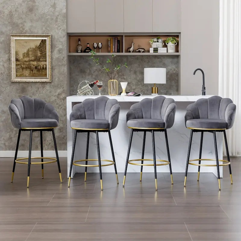 Hausfame Modern Swivel Bar Stools With Backs (Set of 2) - 22.2 in. W X 21.3 in. D X 39.6 in. H