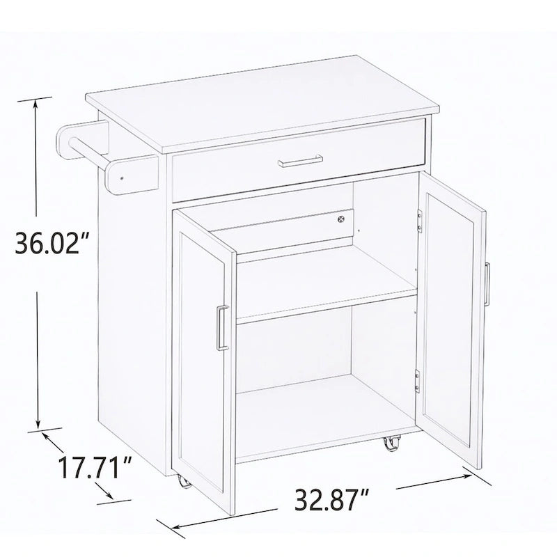 Kitchen Island Cart with Solid Wood Top and Locking Wheels