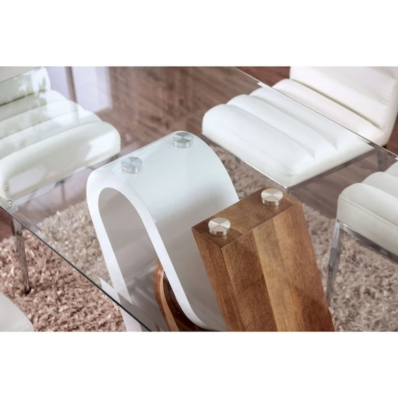 Furniture of America Fen Contemporary White 64-inch Glass Top Dining Table