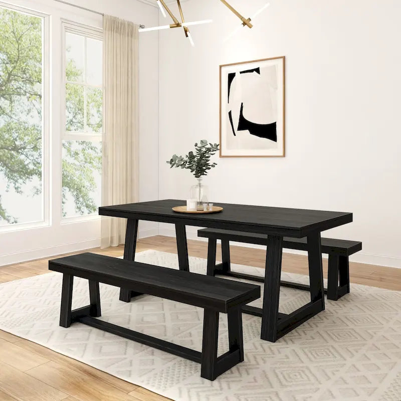Plank and Beam 72 Classic Dining Table and Benches Set
