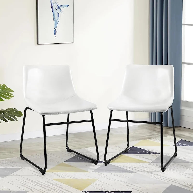 Bossin Faux Leather Dining Chairs Set of 2, 18 Inch Kitchen & Dining Room Chairs with Backrest and Metal Leg