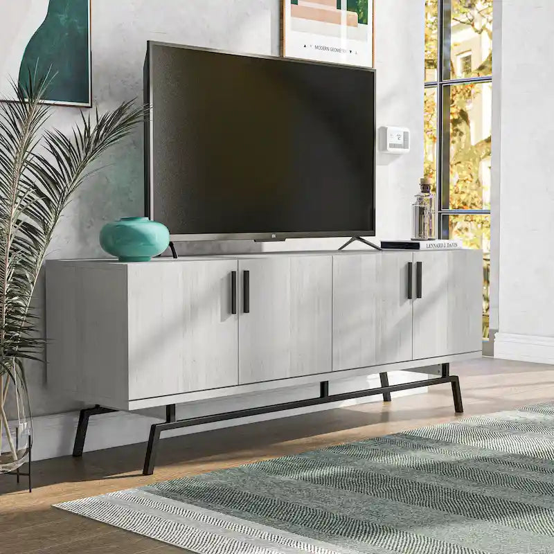 Adela Modern 60-inch Metal Base 4-Door Cabinet TV Stand