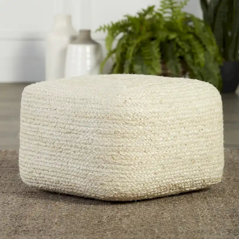 Juniper Home Saba Square Jute Pouf Ottoman/Foot Stool