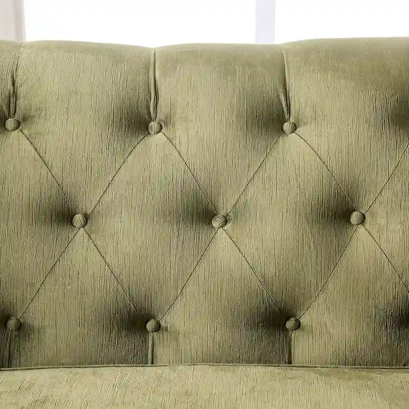 Olie Transitional Green Fabric Upholstered Tufted Back Sofa by Furniture of America