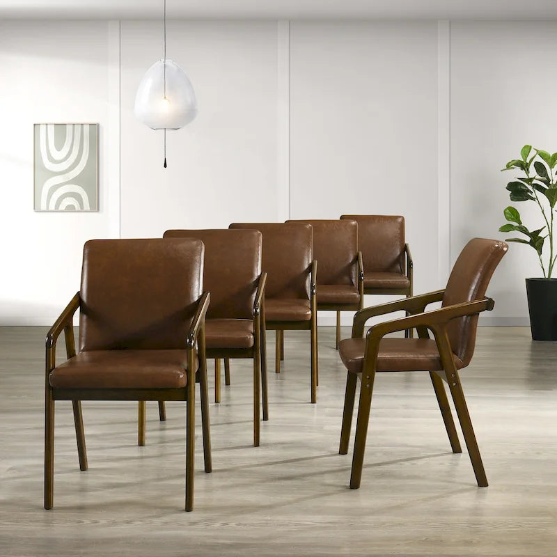 CraftPorch Simple Rustic Upholstered Dining Chair (Set of 6)