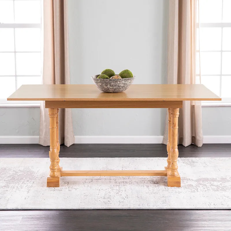 SEI Furniture Eddlewood Farmhouse Drop Leaf Trestle Console to Dining Table