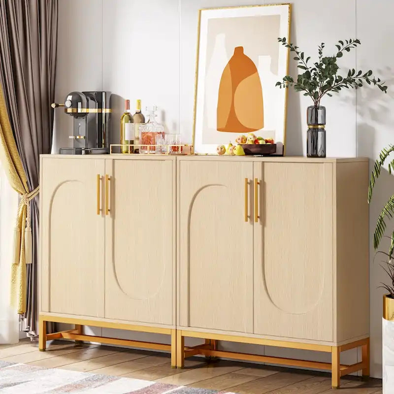 Sideboard Buffet Storage Cabinet Set with Door for Kitchen Dining Room, Accent Cabinet for Living Room
