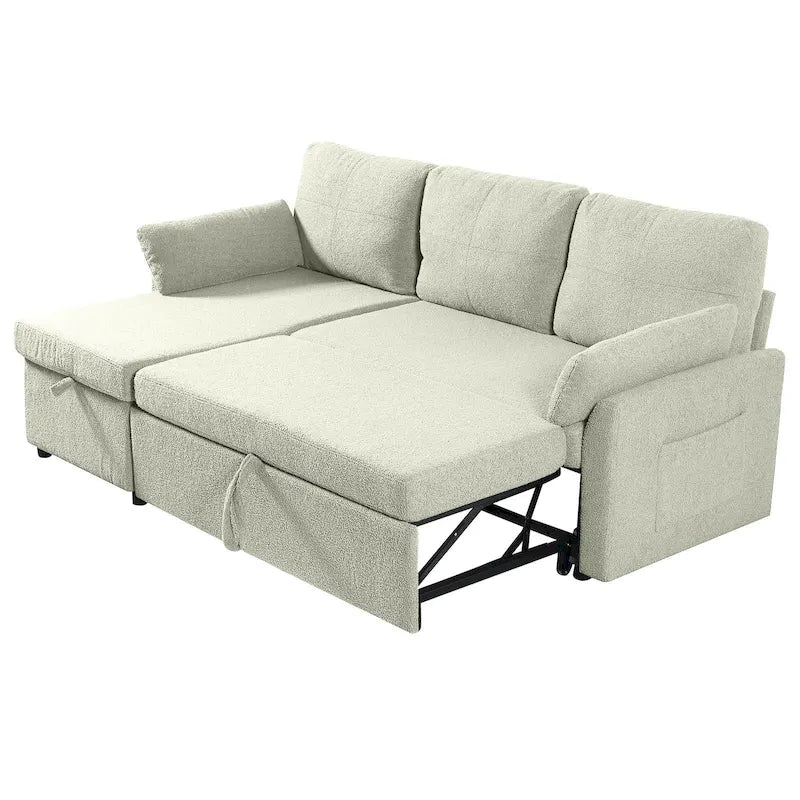 Pull Out Sofa Bed with Storage Chaise L Shape Sectional Sofa Bed