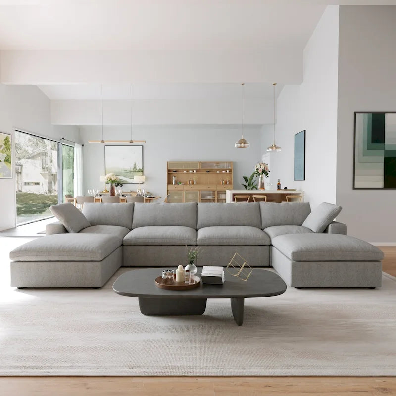 Cloud Modular Sectional Sofa with 2 Storage Ottomans,157 Down Filled Comfort U Shaped Sofa Couch for Living Room