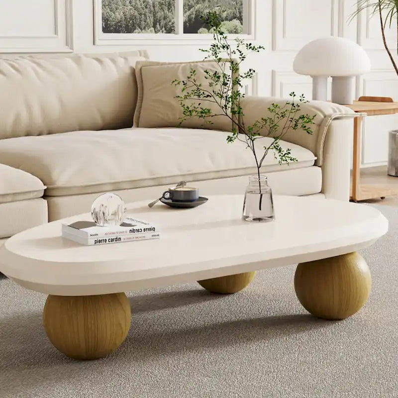 51 Modern Wood Coffee Table with 3 ball legs