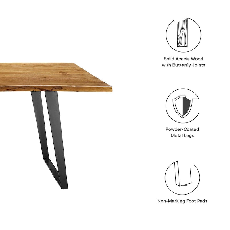 Viggo 60 Live Edge Acacia Wood Dining Table - Black Natural