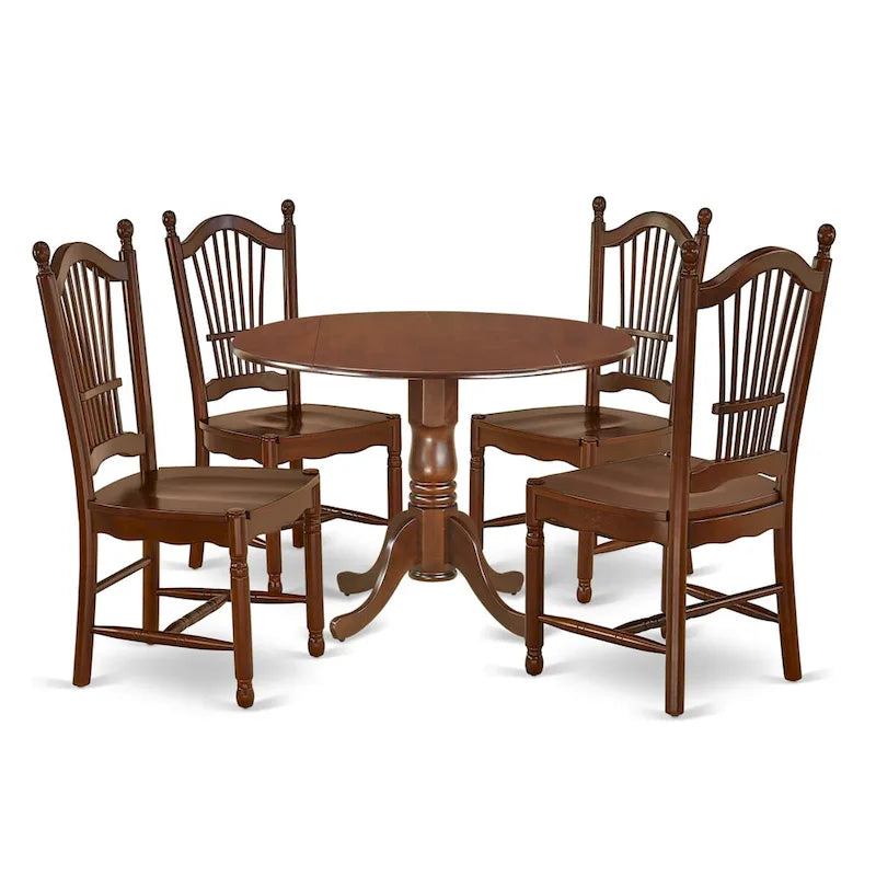 East West Furniture Kitchen Table Set - a Round Dining Room Table and Dining Chairs, Mahogany (Pieces Options)