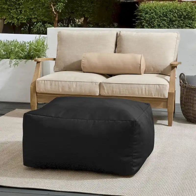 Sorra Home Sunbrella Outdoor Knife Edge Solid Bean Pouf