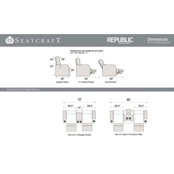 Seatcraft Republic Brown Leather Home Theater Power Recline Sofa