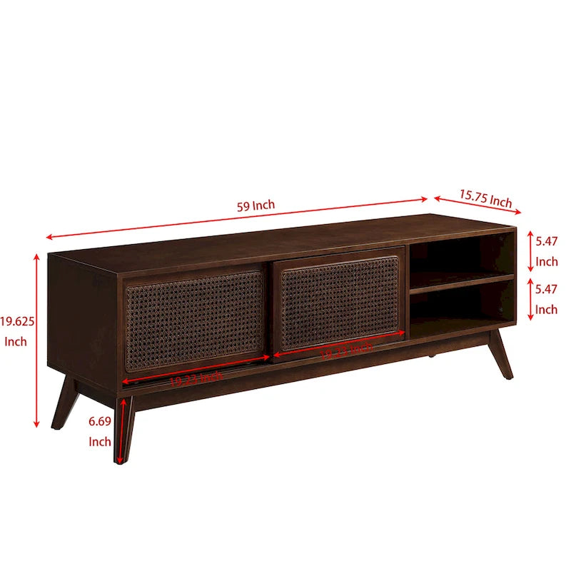 Modern Rattan TV Stand for 65 Inch TV