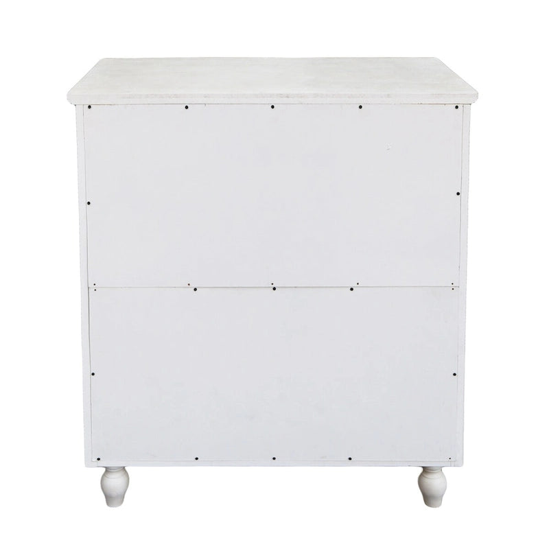 Vintage Free-Standing Buffet Cabinet with 2 Carved Doors,Brown and White, 34.5 H - 31.3x 14.2x 34.5