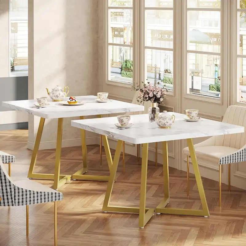 Square Dining Table for 4, 31.5 Industrial Dinner Table for Small Space