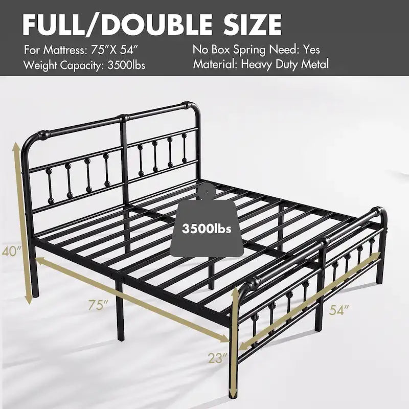 14 Inch Meatl Platform Bed With Headboard And Tailboard For Storage