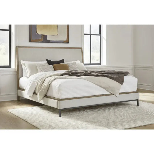 Signature Design by Ashley Tomtyn Beige/Light Brown Upholstered Platform Bed