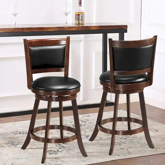 Costway Set of 2 24 Swivel Counter Stool Wooden Dining Chair