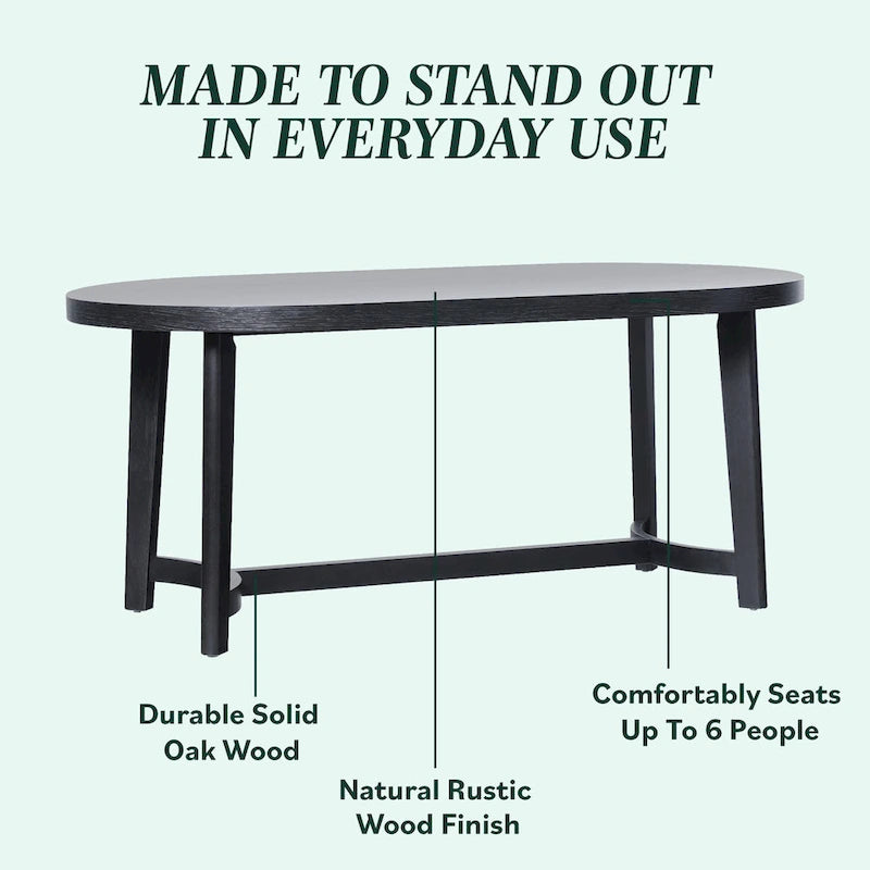 Middlebrook Modern Rustic Solid Oak Wood 70-inch Oval Dining Table