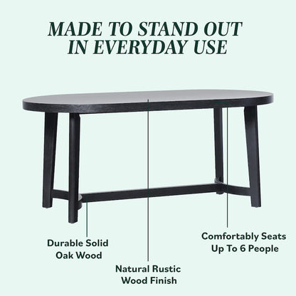 Middlebrook Modern Rustic Solid Oak Wood 70-inch Oval Dining Table