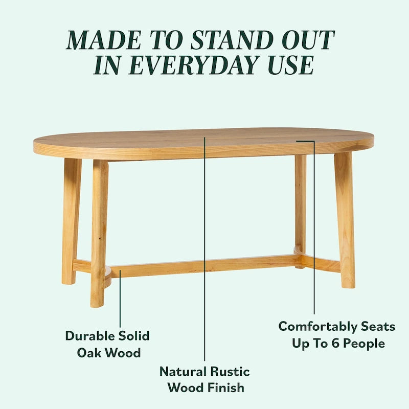 Middlebrook Modern Rustic Solid Oak Wood 70-inch Oval Dining Table