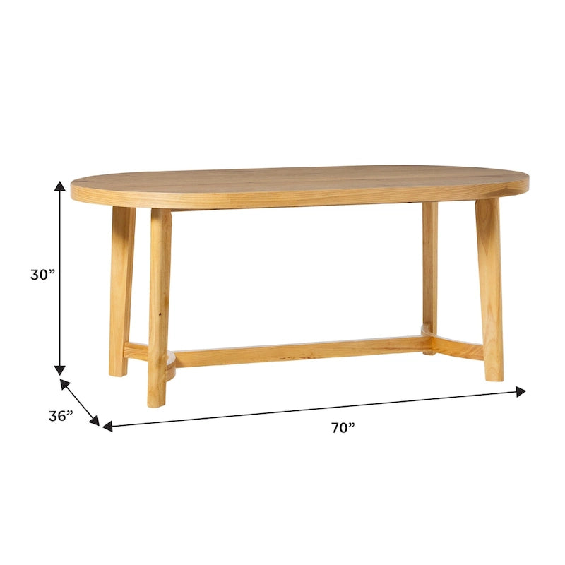 Middlebrook Modern Rustic Solid Oak Wood 70-inch Oval Dining Table