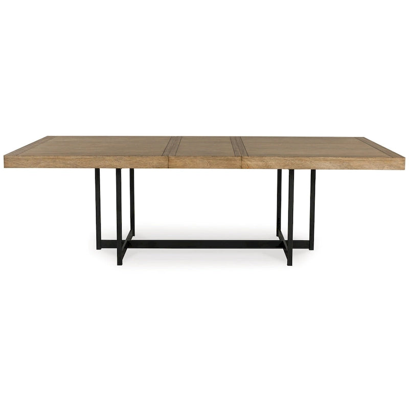 Myka Dining Table, Extension Leaf, Rectangular Brown Wood 80-98 Inch