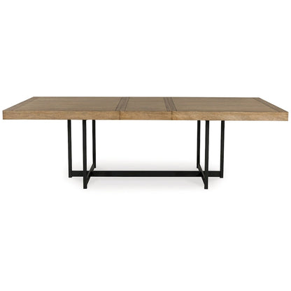Myka Dining Table, Extension Leaf, Rectangular Brown Wood 80-98 Inch