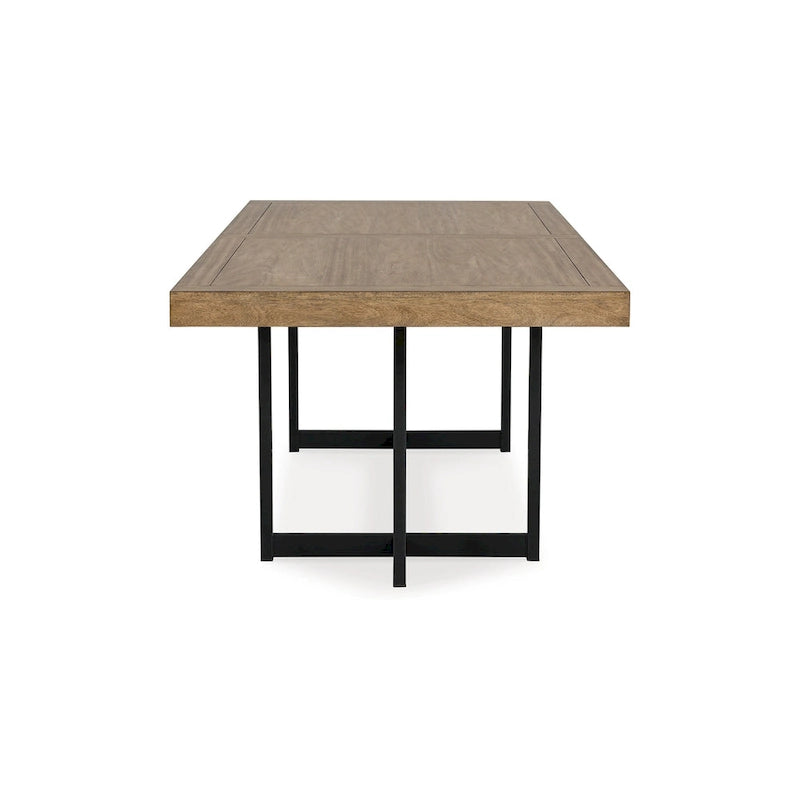 Myka Dining Table, Extension Leaf, Rectangular Brown Wood 80-98 Inch