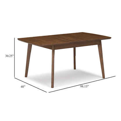 Myka Dining Table, Extension Leaf, Rectangular Brown Wood 80-98 Inch