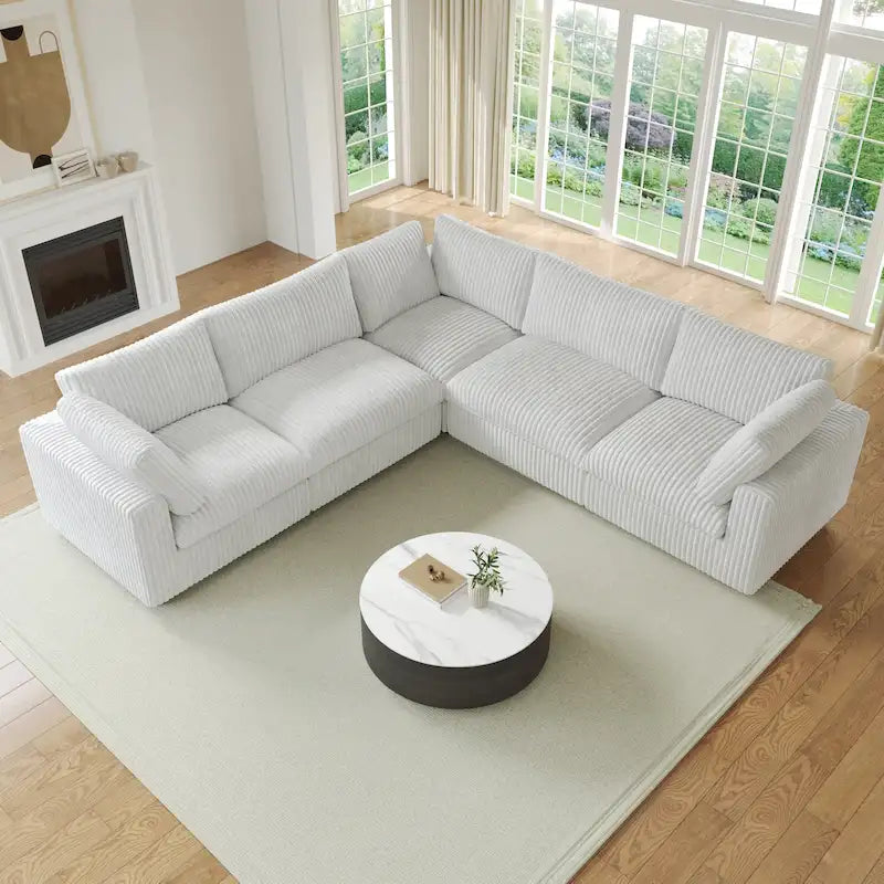 Cloud Corner Sofa Soft Plush Upholstered Modular Sectional Sofa Down Filled Living Room Couch