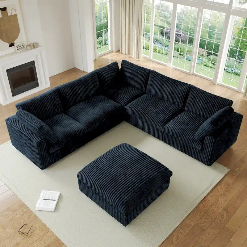 Cloud Corner Sofa Soft Plush Upholstered Modular Sectional Sofa Down Filled Living Room Couch