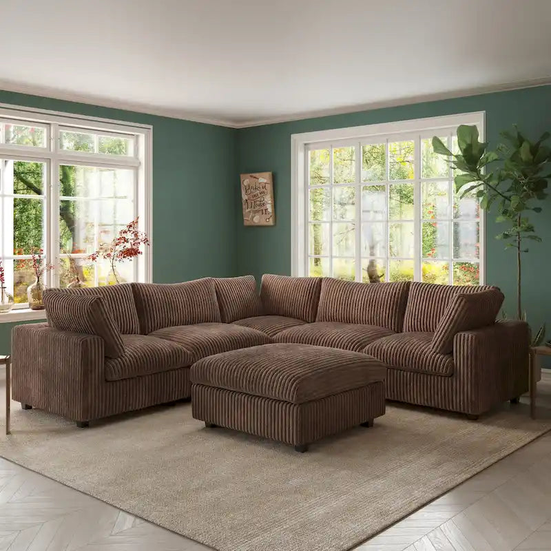 Cloud Corner Sofa Soft Plush Upholstered Modular Sectional Sofa Down Filled Living Room Couch