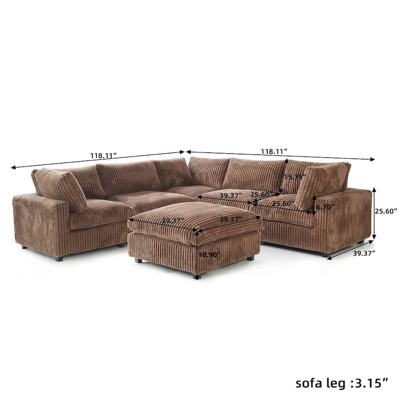 Cloud Corner Sofa Soft Plush Upholstered Modular Sectional Sofa Down Filled Living Room Couch