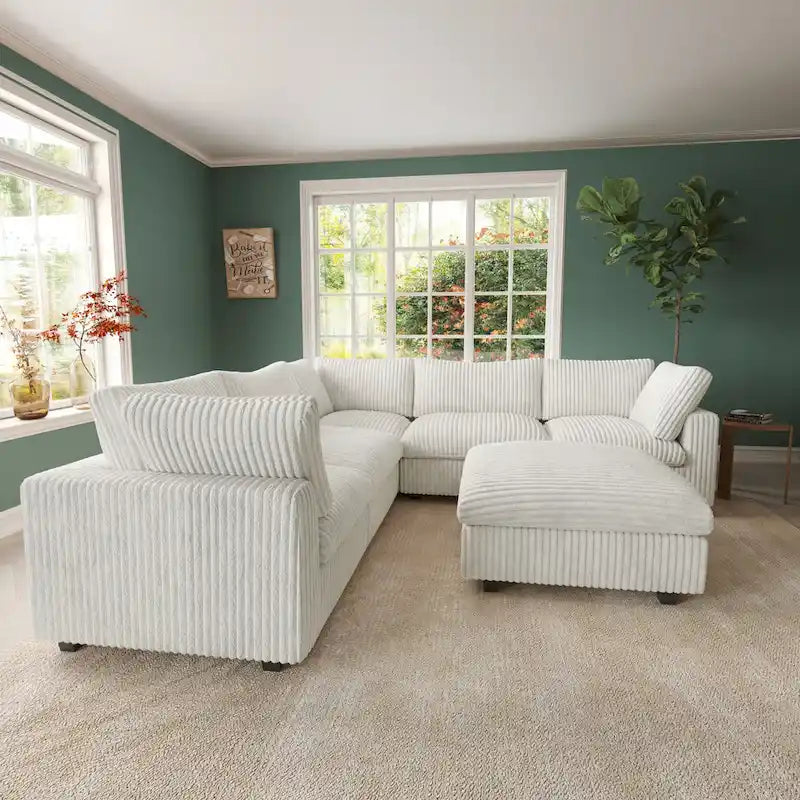 Cloud Corner Sofa Soft Plush Upholstered Modular Sectional Sofa Down Filled Living Room Couch