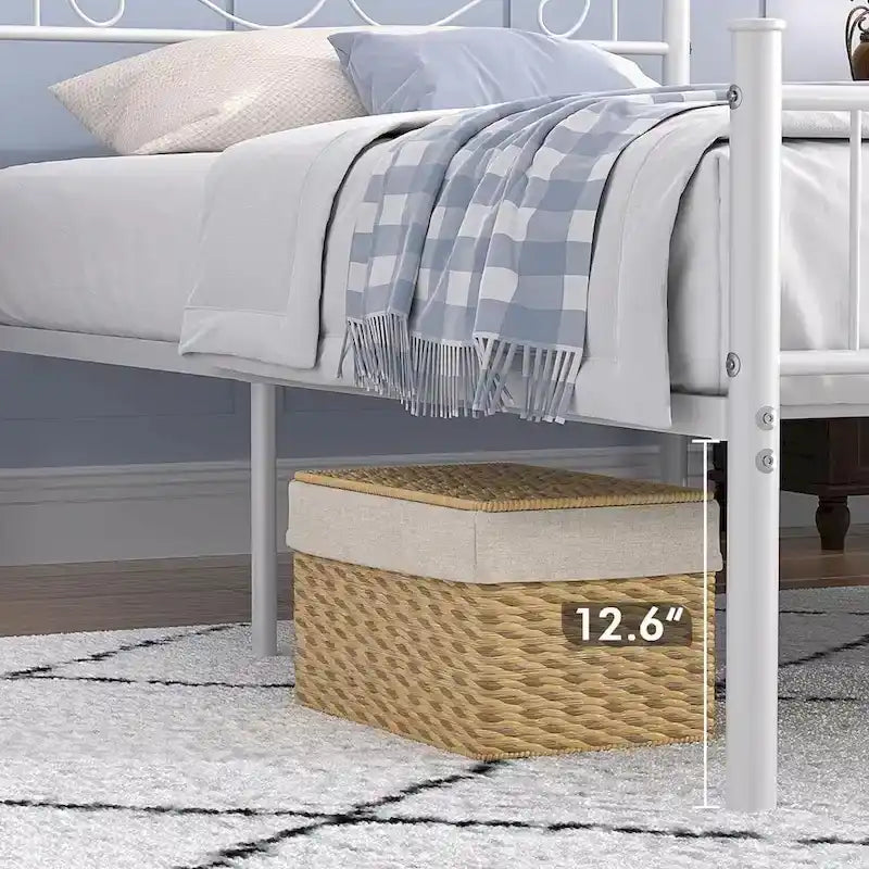 Modern Platform Bed Frame with Premium Graceful Scroll Headboard Twin/Full/Queen