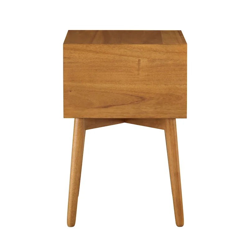 DH BASIC Mid-Century Modern Wood 2-Drawer Compact Nightstand Side Table by Denhour