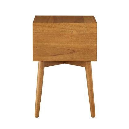 DH BASIC Mid-Century Modern Wood 2-Drawer Compact Nightstand Side Table by Denhour